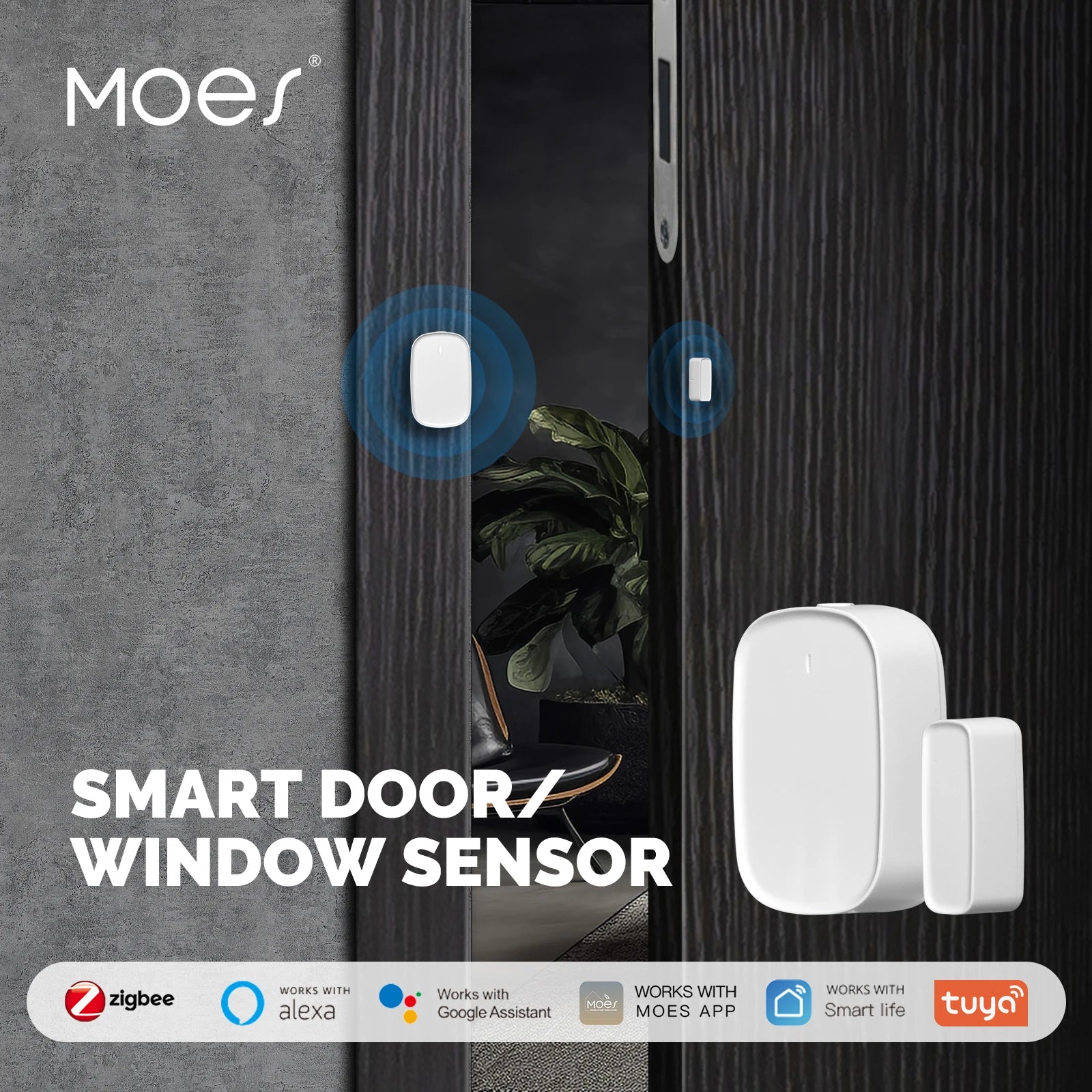 Tuya Zigbee Smart Window Door Gate Sensor Detector Smart Home Security Alarm System Smart Life Tuya App Remote Control